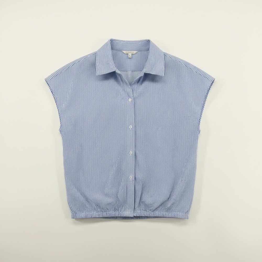 Mesh + Lace Women’s Blue white striped Button down drawstring size 1X NWT - Picture 8 of 8